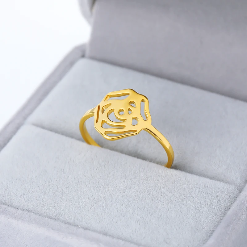 Романтическая роза кольца для женщин Свадебные ювелирные изделия из нержавеющей стали пара обручальное подарок обещающее кольцо Anillos Mmujer BFF
