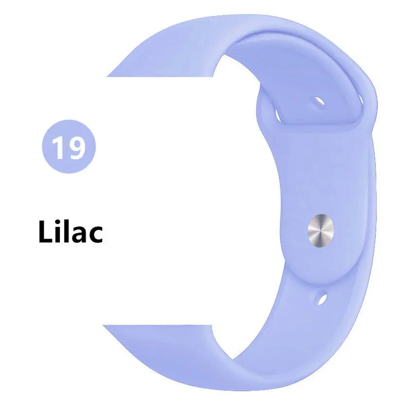 Lilac Ремешок для apple watch Band apple watch 5 4 band 44 мм 40 мм iwatch band 3 2 correa 42 мм 38 мм силиконовый браслет pulseira ремешок для часов - Цвет ремешка: Lilac