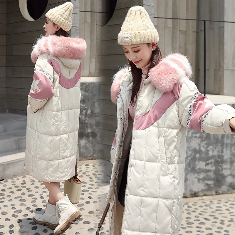 

2019 Winter Fashion Simple Versatile Hooded Thick Warm Cotton Coat Zipper Slim Fit Slimming Sweet Joint U