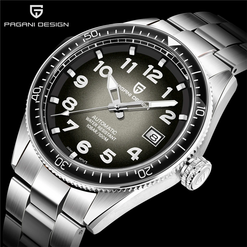 PAGANI DESIGN Luxury Men's Mechanical Wristwatch Top Brand NH35A Movement Blue Automatic 100M Waterproof Watch Relogio Masculino