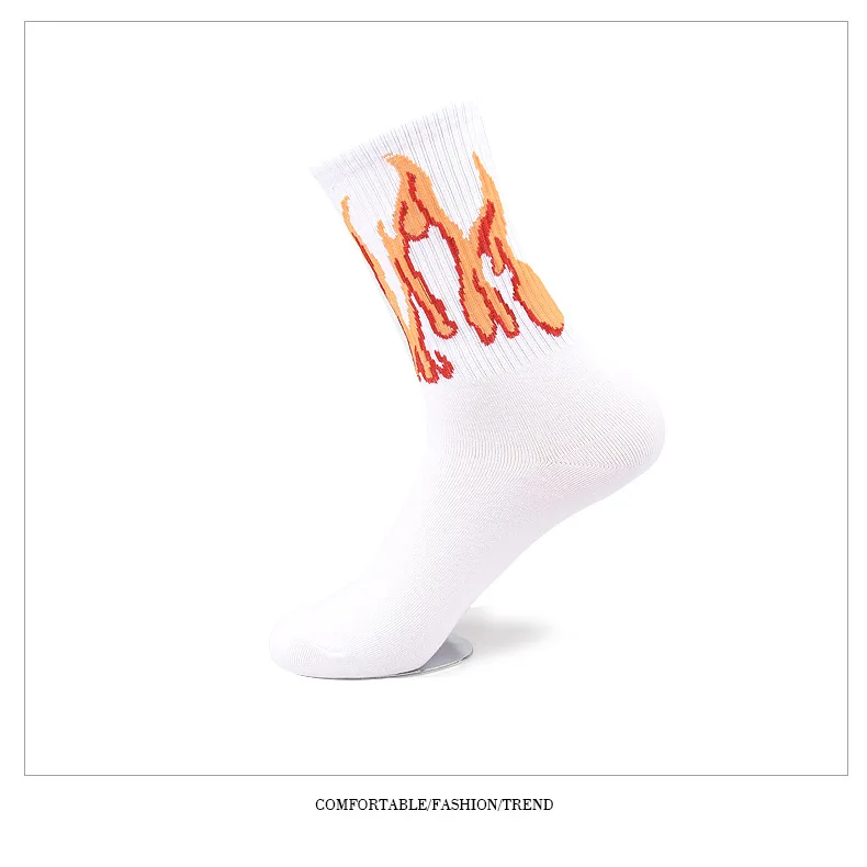 Мужские модные носки в стиле хип-хоп,, яркие носки для катания на лыжах, красный фонарь с пламенем, теплые хлопковые носки для уличного скейтборда