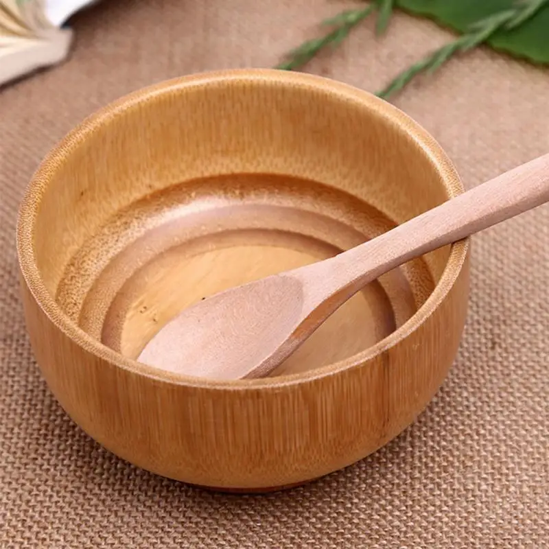 

Chinese Bamboo Bowl Round Ecological Spice Natural Hand-Dipped Bowl Wood 4 Inches Bamboo Bowl