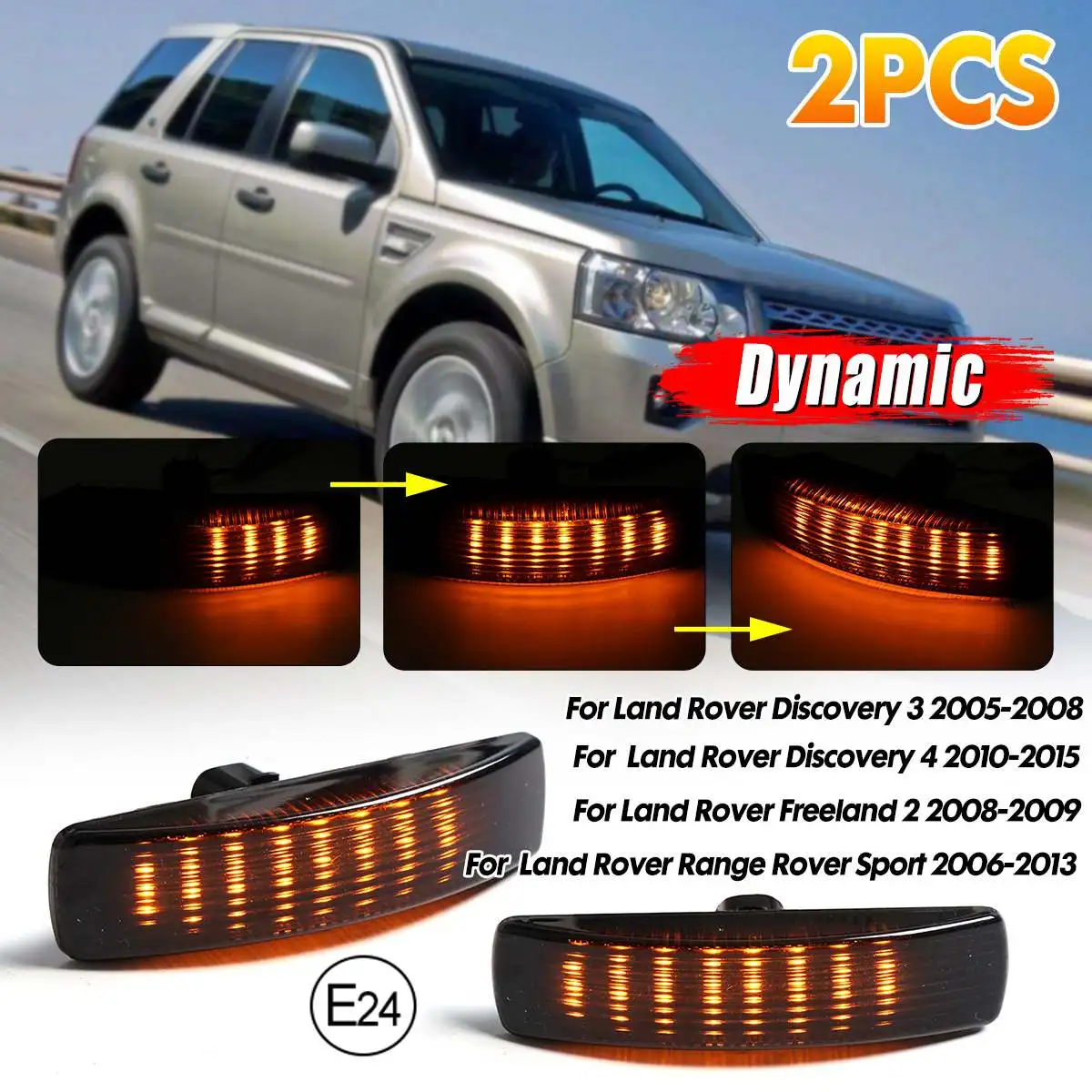 

Side Repeater Lamp For Land Rover Discovery 3 / 4 Freeland 2 Range-Rover Sport 2x Dynamic Flowing LED Side Marker Signals Light