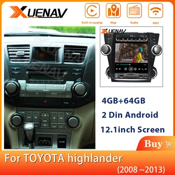 

XUENAV12.1Inch 2Din Car Vertical Screen Radio DVD Player For-TOYOTA Highlander 2008-2013 Support Carplay Pure Around View Camera