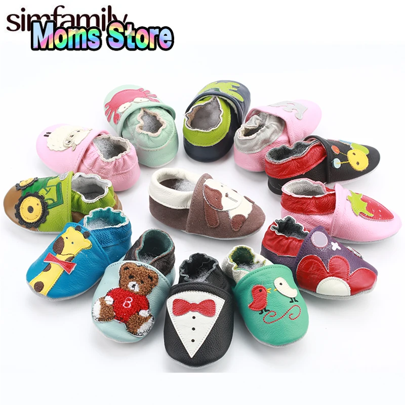 Newborn Boys Girls InfantShoes0-24Months Carton Skid-Proof Soft Genuine Leather Antislip Baby Shoes First Walkers Baby Moccasins