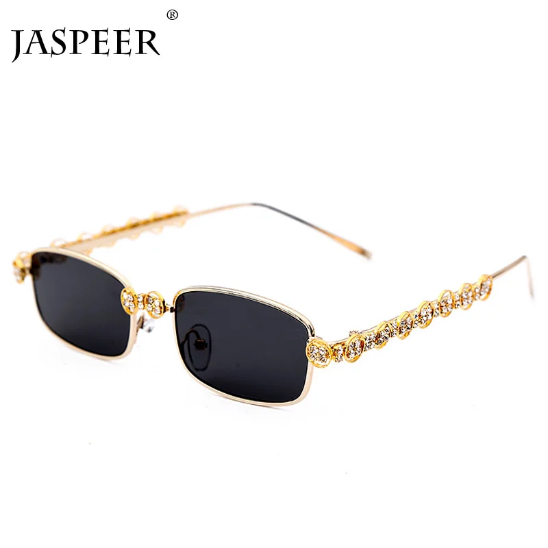 JASPEER Роскошные Алмазные прямоугольные солнцезащитные очки для женщин брендовые дизайнерские модные квадратные мужские очки женские прозрачные линзы очки