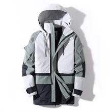 Тренд зимние мужские Пуховики на белом утином пуху куртка с капюшоном Высокое качество теплое пальто