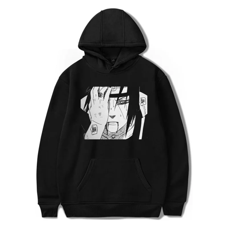 Японское аниме Наруто толстовки для мужчин и женщин Harajuku уличная Uchiha Itachi Косплей Толстовка Уличная Повседневная флисовая толстовка - Цвет: black2