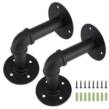 

New Retro Black Iron Industrial Pipe Shelf Bracket Mounting Bracket Holder Storage Holders Racks Home Decor Partition Support Fr