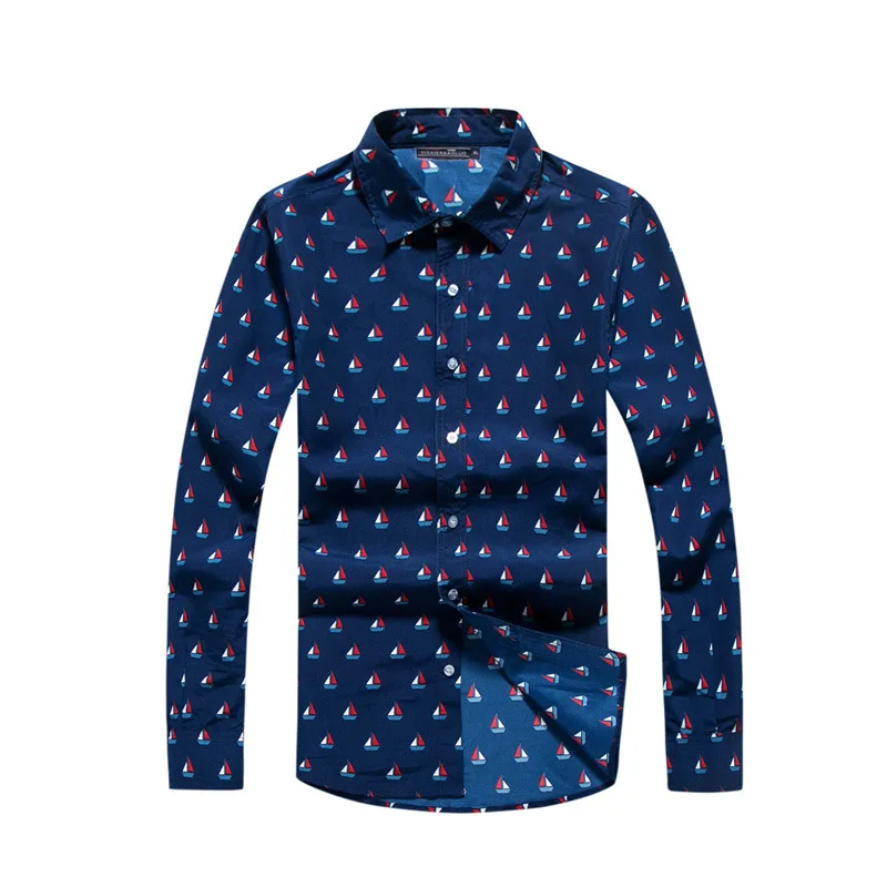 Tailor Pal Love Men printing lapel long-sleeved shirts For business casual Beach Shirts soft and comfortable