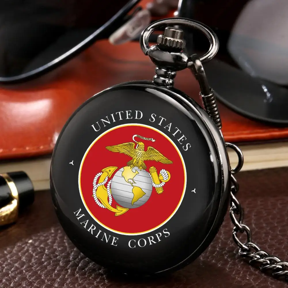 United States Marine Corps Pocket Watch Male Rough Chain Necklace Clock