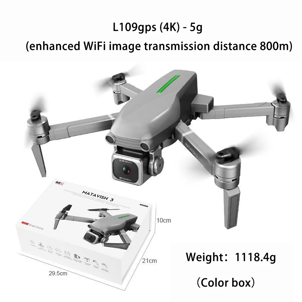 L109 Дрон gps 4K HD камера 5G wifi FPV Бесщеточный мотор складной селфи дроны Профессиональный 1000 м дальние расстояния - Цвет: 800m-Color box