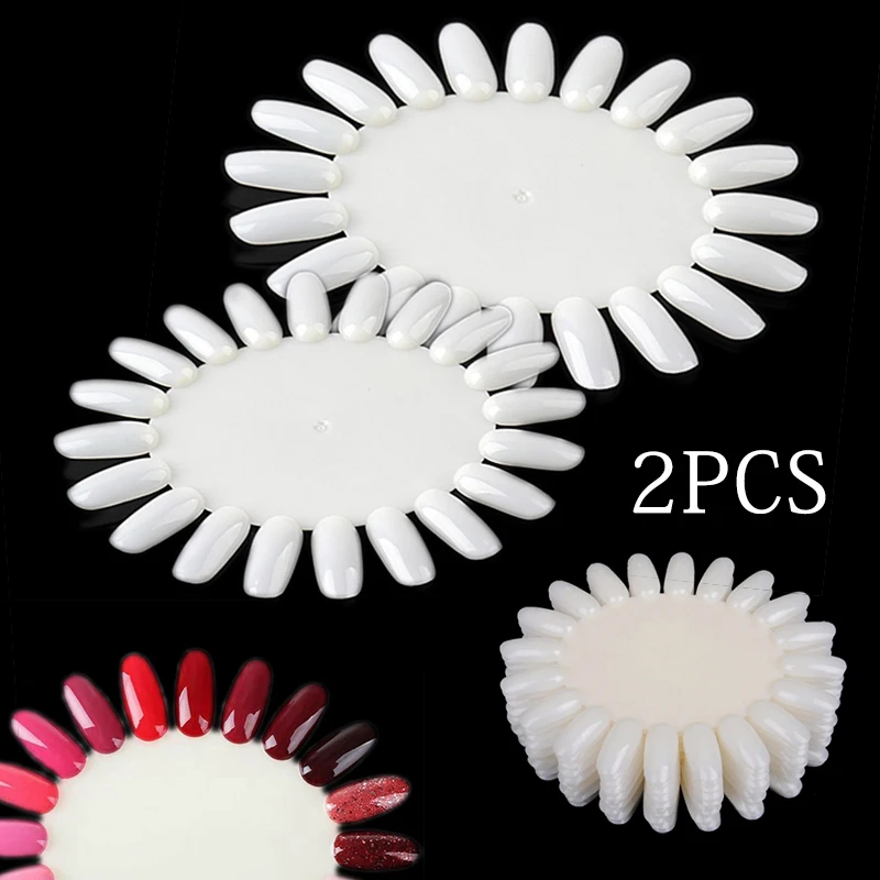 

2PCS/Set False Nail Art Nature Color Chart Tips Display Practice Wheel UV Gel Polish Round Board Tool Acrylic Manicure