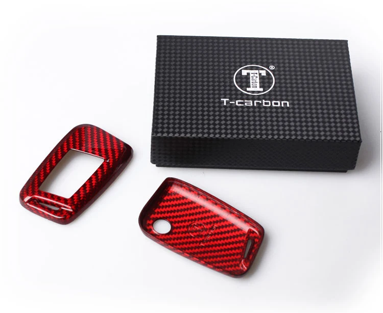 Т-карбоновый чехол для автомобильного ключа для Volkswagen VW Golf 7 GTI R MK7 Tiguan, автомобильный брелок из углеродного волокна, держатель, брелок для ключей