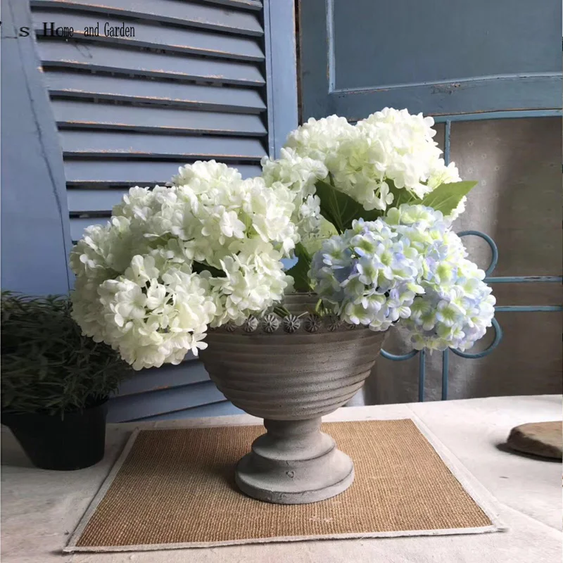 

retro gray handmade pedestal metal vintage planter pot