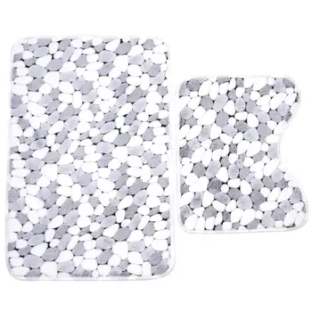 

Stone Bath Pedestal Non Slip Comfy Carpet Floor Pedestal Mat 2 Pieces
