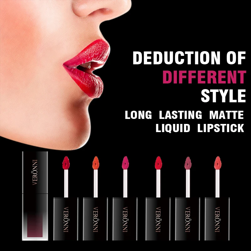 

VERONNI Hot Sales Waterproof Nude Matte Velvet Glossy Lip Gloss Lip Balm Sexy Red Lip Tint 6 Colors Women Fashion Makeup Gift