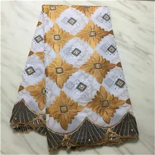 Tissu африканская кружевная ткань tissu dentelle швейцарская вуаль кружевная ткань из Дубая Высококачественная парчовая Ткань 5 ярдов