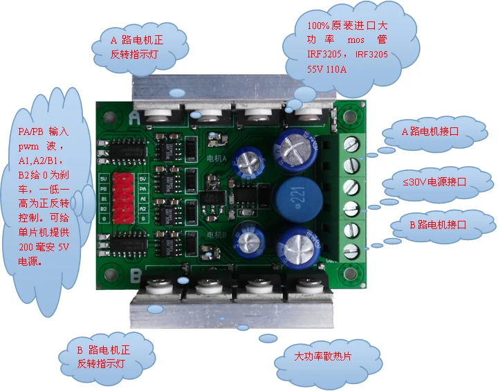 DC Motor Drive Module Driver 30a/700W High-Power Speeder Dual Circuit | Автомобили и мотоциклы