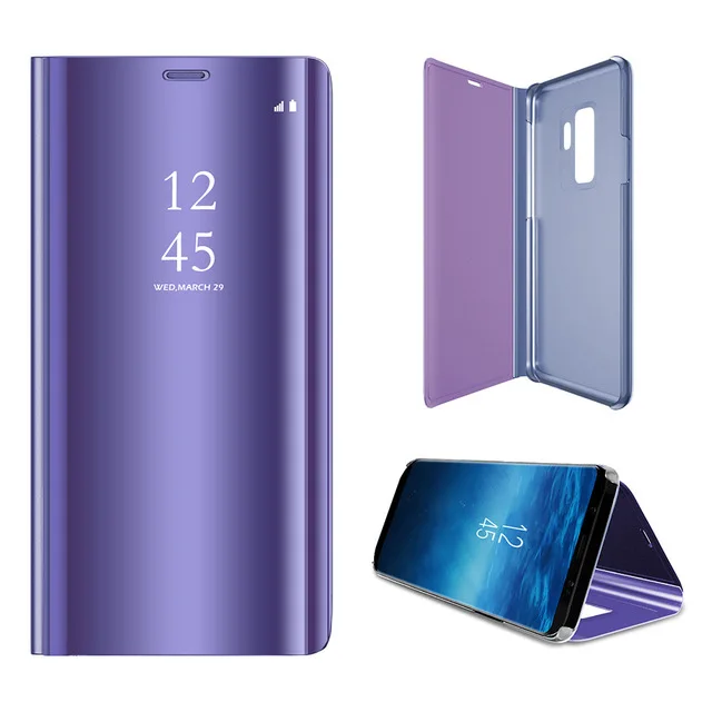 Smart mi rror флип чехол для Xiaomi Redmi Note 7 6 K20 Pro S2 5 Plus 7A GO 5A mi 9T CC 9 9E 8 SE A1 A2 8 Lite 5A POCO F1 CC9 крышка - Цвет: Purple