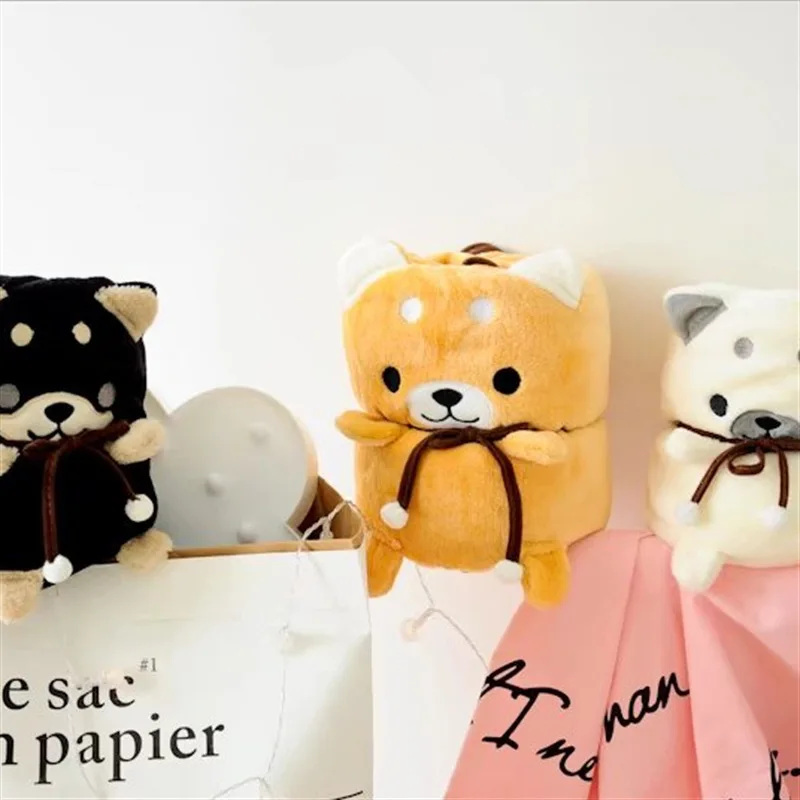 

Creative Cartoon Cute Three-Color Shiba Inu Roll Carpet Plush Toys Office Nap Blanket Birthday Gift