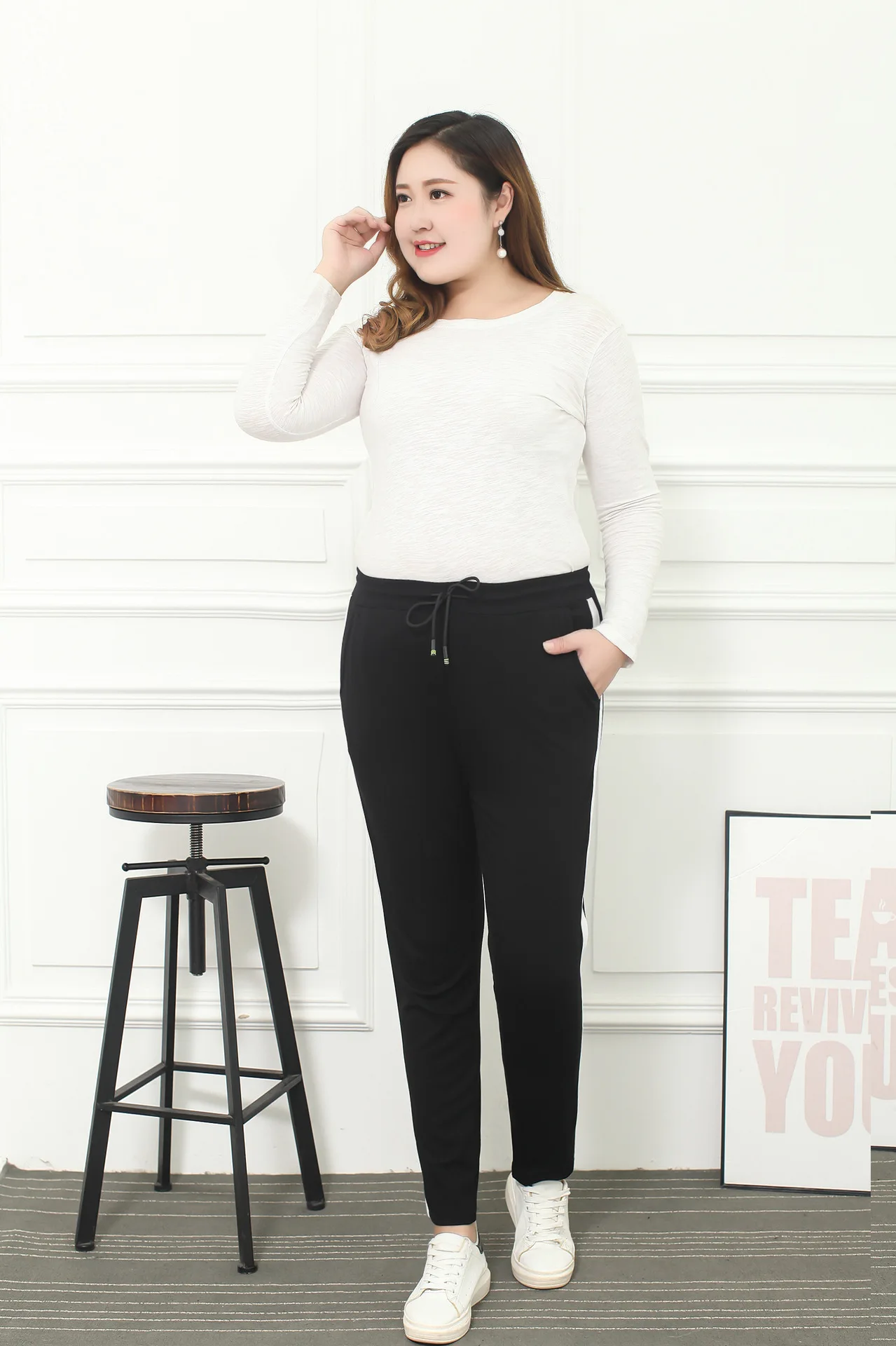 4XL-9XL женские повседневные брюки больших размеров 5XL 6XL эластичные большие размеры черные длинные брюки 7XL 8XL Большие размеры спортивные брюки свободные спортивные брюки