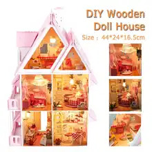 Кукольный дом мебель DIY Миниатюрный 3D Деревянный Миниатюрный Кукольный домик Модель Детская игрушка ручной работы для детей рождественские подарки на день рождения