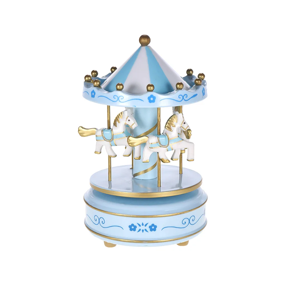 Merry-Go-Round Carousel Music Box Classical Melody Birthday Christmas Festival Musical Gift for Children Kids - Цвет: Синий