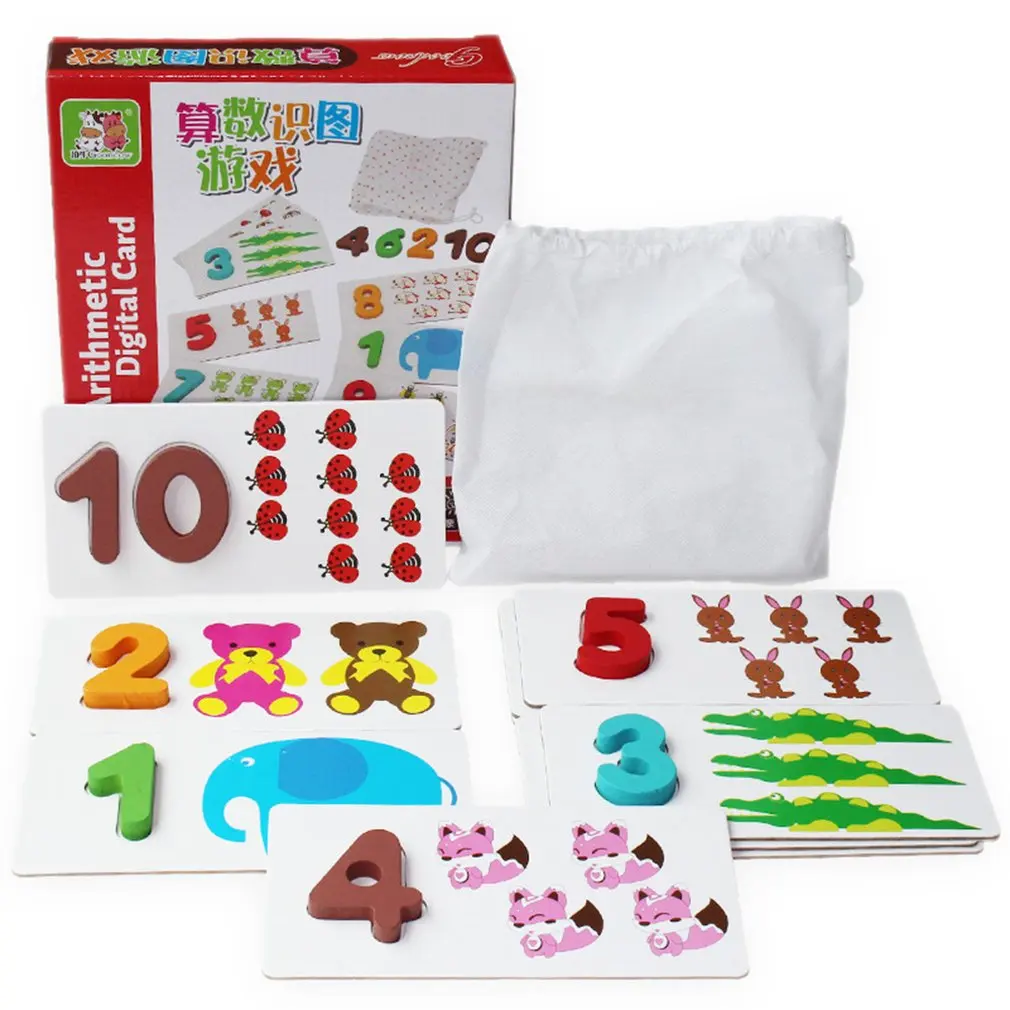 Карта считывания цифровых карты детские игрушки Материалы montessori Обучающие деревянные игрушки для детей математические игрушки для детей номер в комплекте