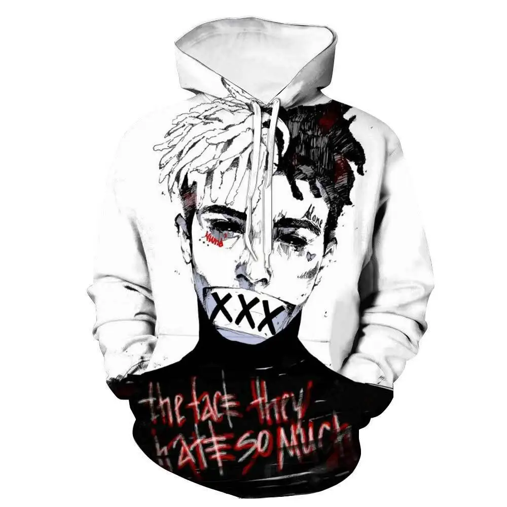 Rapper Xxxtentacion men and women 3D printed street trend pullover hooded commemorative shirt S-4xl