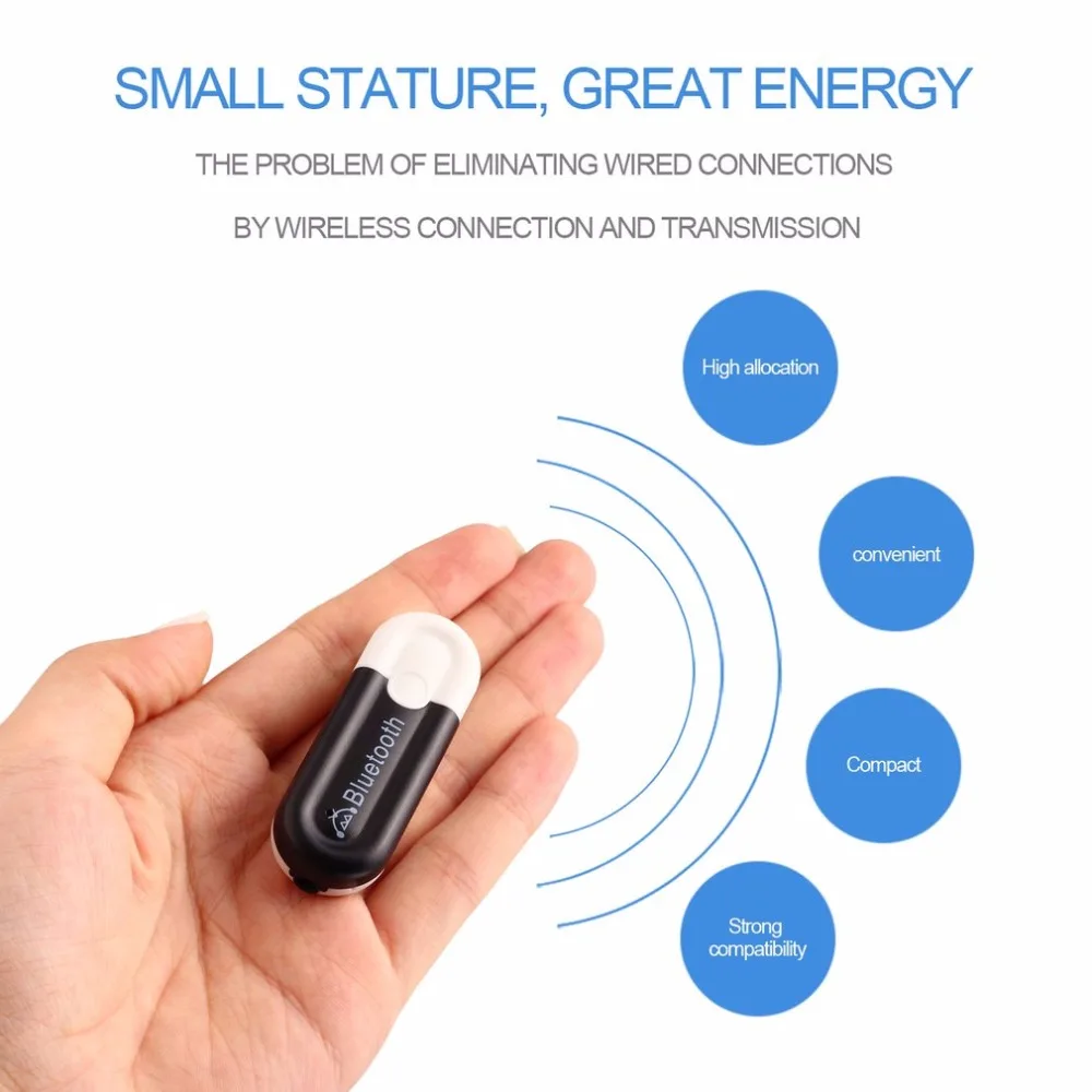 

USB Bluetooth 4.0 High-performance Music Receiver 3.5mm Audio Interface A2DP Adapter Dongle Support USB AUDIO and HID