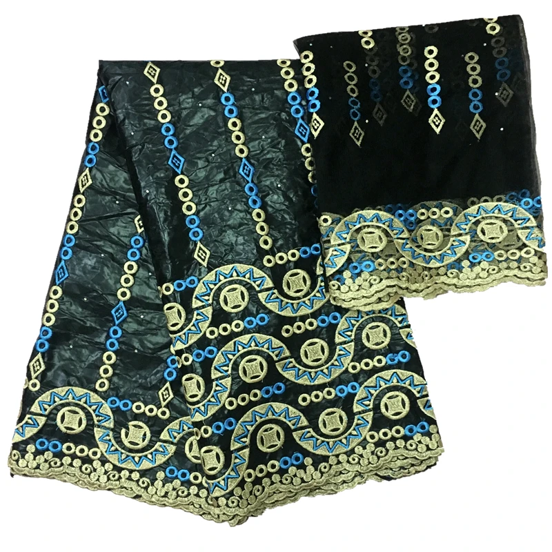 Горячая bazin brode getzner Высококачественная кружевная черная нигерийская кружевная ткань с камнями bazin riche getzner 5+ 2 ярдов/партия
