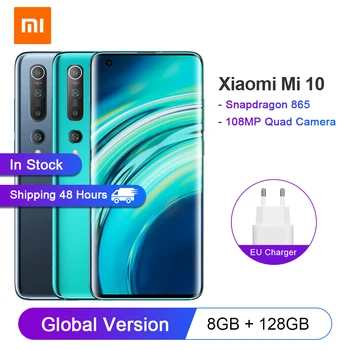 

Global Version Xiaomi Mi 10 8GB 128GB 6.67" AMOLED Display 108MP Mobile Phone Snapdragon 865 Octa Core WIFI 6 5G Smartphone