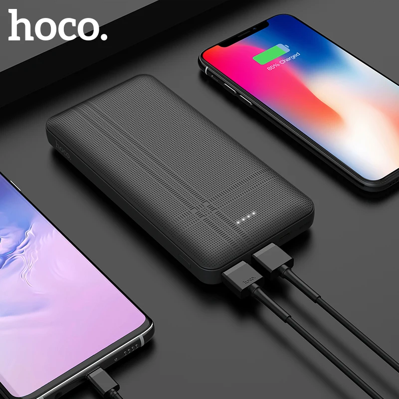 HOCO 10000mAh Dual USB power Bank внешние аккумуляторы портативное зарядное устройство для телефона с светодиодный подсветкой для iPhone X XS samsung xiaomi