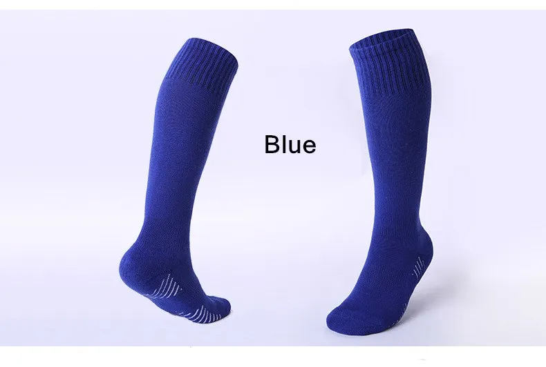 Детские профессиональные спортивные носки для футбола; однотонные Детские компрессионные цветные носки для мальчиков; футбольные носки; махровые гольфы - Цвет: Синий