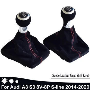 

New Suede Leather MT Gear Shift Knob Handle Shifter Gaiter Boot For 5/6 Speed For Audi A3 S3 8V-8P S-line 2014-2020 Car Styling