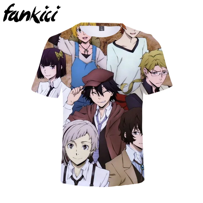 Футболка с аниме «Bungou Stray Dogs» женские и мужские топы с короткими рукавами, Детские повседневные футболки в стиле Харадзюку футболка с 3D рисунком Atsushi Dazai Chuya - Цвет: 8