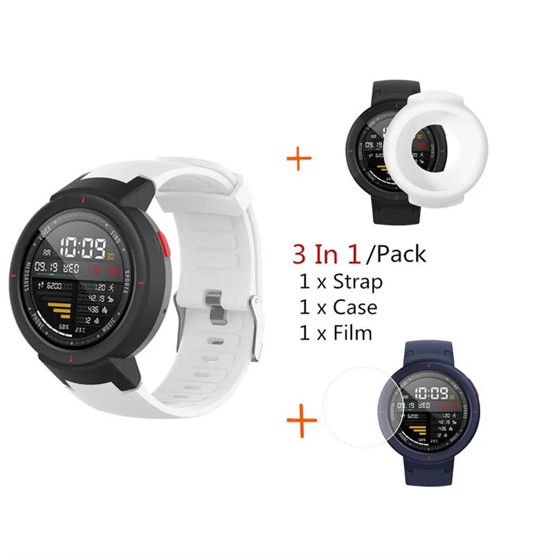 Silicone Watch Band Strap Case For Huami Amazfit Verge with Screen Protector Fashion Sport Wrist Strap Adjustable 40AP549