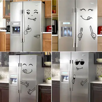 

New Fashion Funny Removable Cute PVC Cartoon Smiley Wall Sticker Kitchen Refrigerator Art Sticker