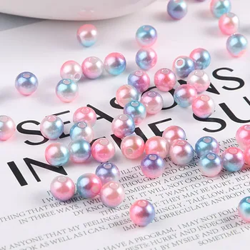 

3/4/5/6/8mm Multicolor With holes Round Imitation Garment Pearl For DIY Art Necklace Fashion Jewelry Making Accessories 11#
