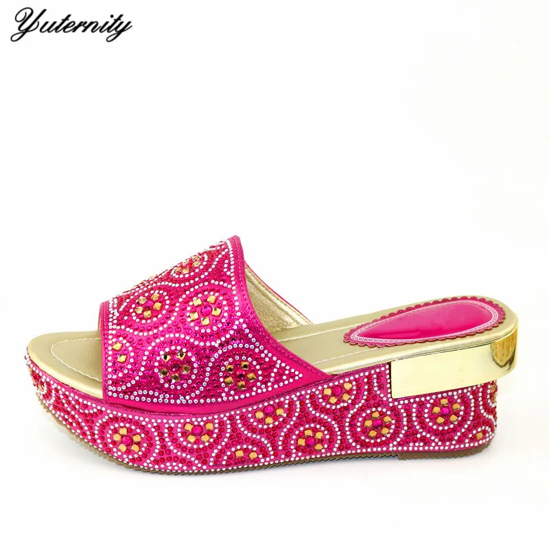 

Summer New Arrival Fashion Rhinestone High Heels Shoe African Design Ladies Peep Toe Shoes For New Year Party 5Color