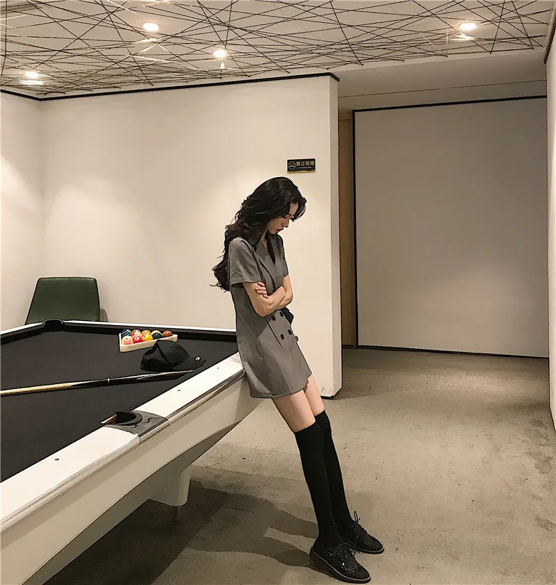 Женское платье для фотосессии, летнее, гонконгское, французское, ретро, элегантное, приталенное, для похудения, двубортное, короткий рукав
