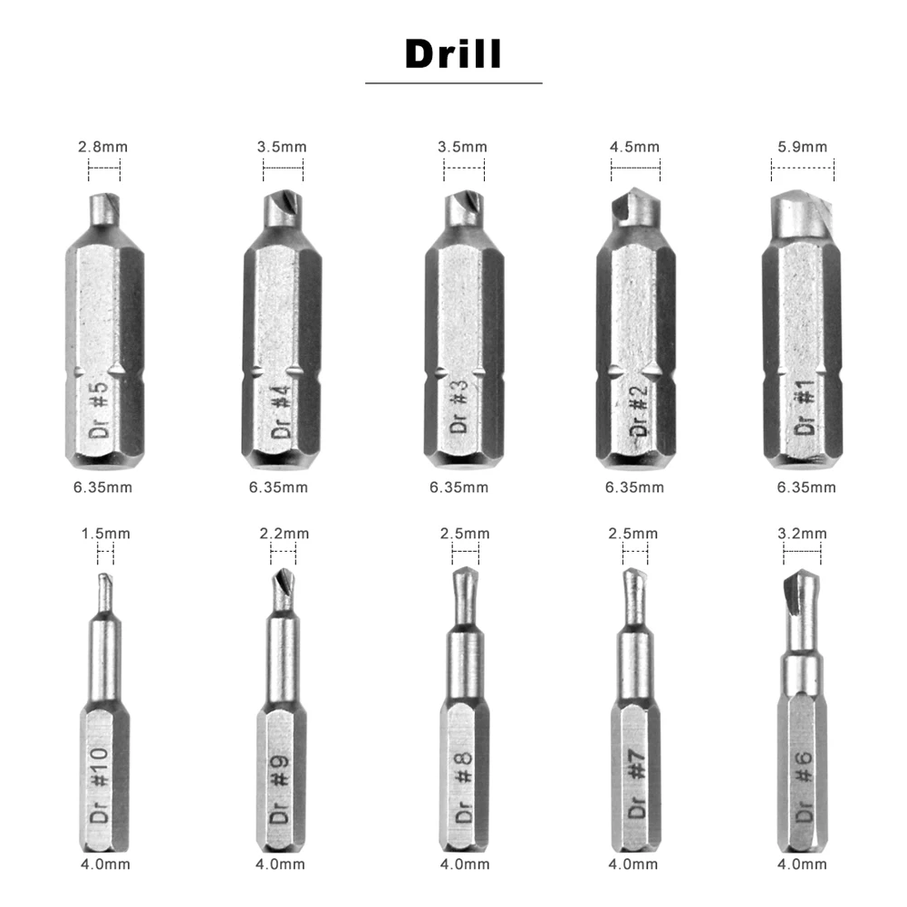 Набор для извлечения сломанных болтов комплект из 22 предметов удаления