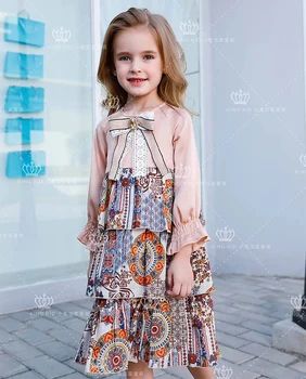 

Flower Print Ruffles Layers Princess Baby Girls Dress 2020 New Spring Summer Party Kid Dress For Girl Wholesale Children Clothes