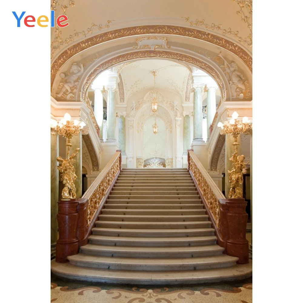 

Yeele Palace Hall Stairs Scenic Photography Backdrops Vinyl Backdrops Customized Photographic Backgrounds Props For Photo Studio