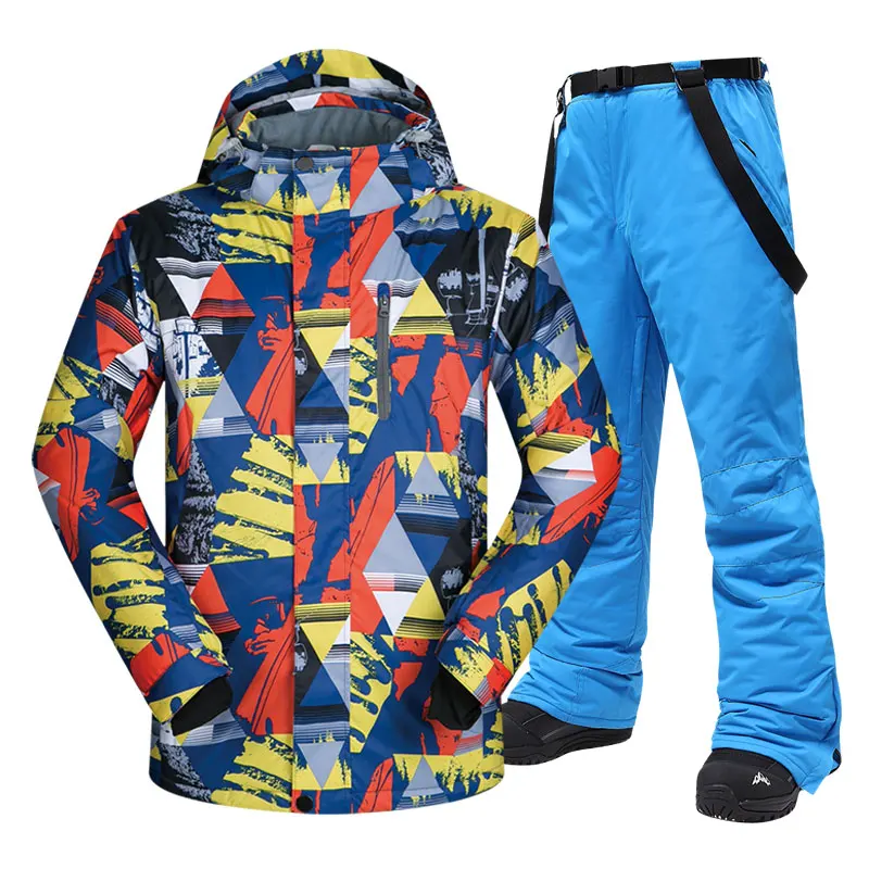 Мужской лыжный костюм, брендовые ветрозащитные водонепроницаемые теплые утолщенные лыжные куртки и зимние штаны, комплекты зимних лыжных и сноубордических костюмов
