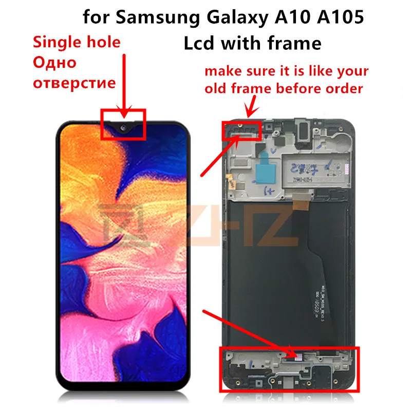 ЖК экран с дигитайзером в сборе для Samsung Galaxy A10 дисплей A105 A105F рамкой Сменные
