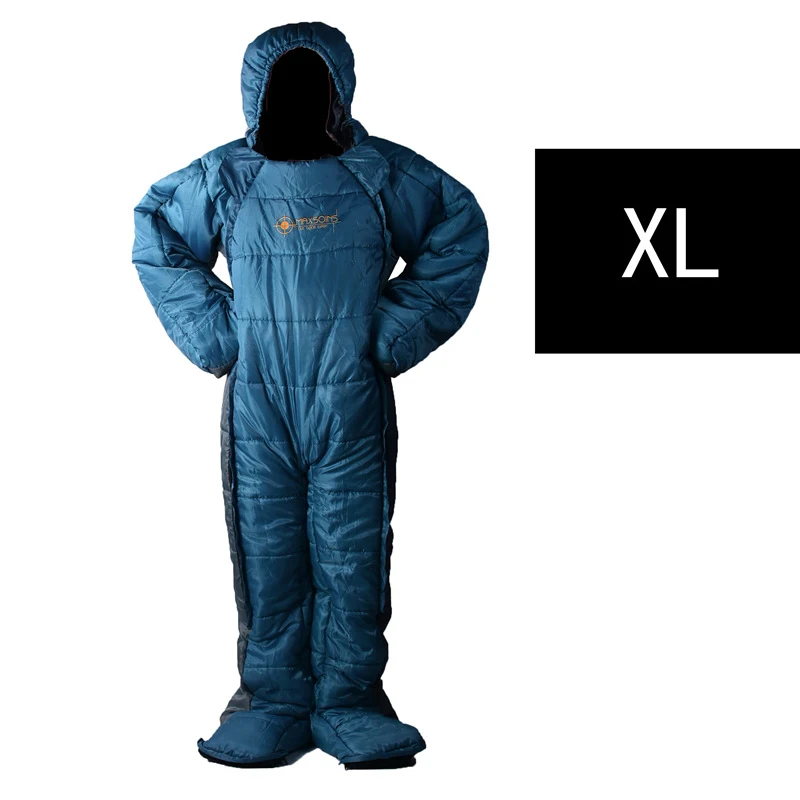 Blue and Grey XL Спальный мешок в форме человека регулируемый удобный на молнии для наружного путешествия снаряжение для походов, скалолазания ленивые теплые спальные мешки - Цвет: Blue and Grey XL