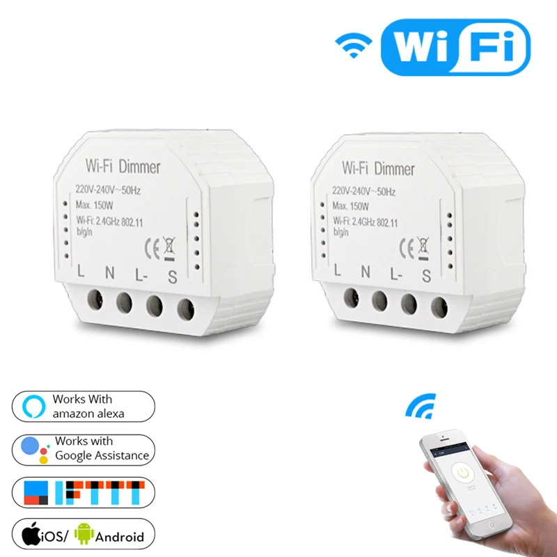 DIY умный WiFi светильник светодиодный диммер Smart Life/Tuya APP пульт дистанционного управления 1/2 переключатель, работает с Alexa Echo Google Home - Цвет: Черный