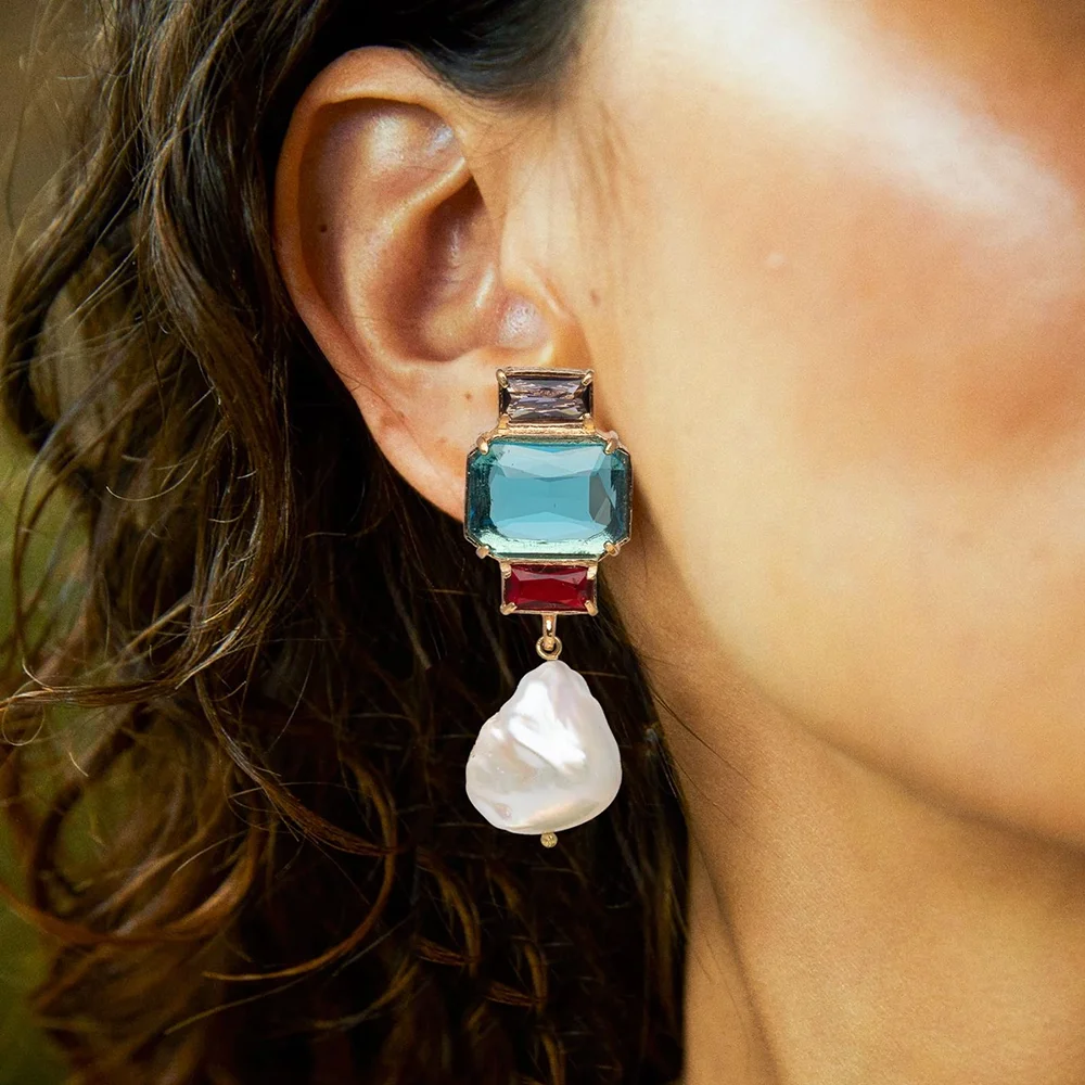 Stud Earrings Pearl Zircon Studded Ladies Lost Lady Bambina